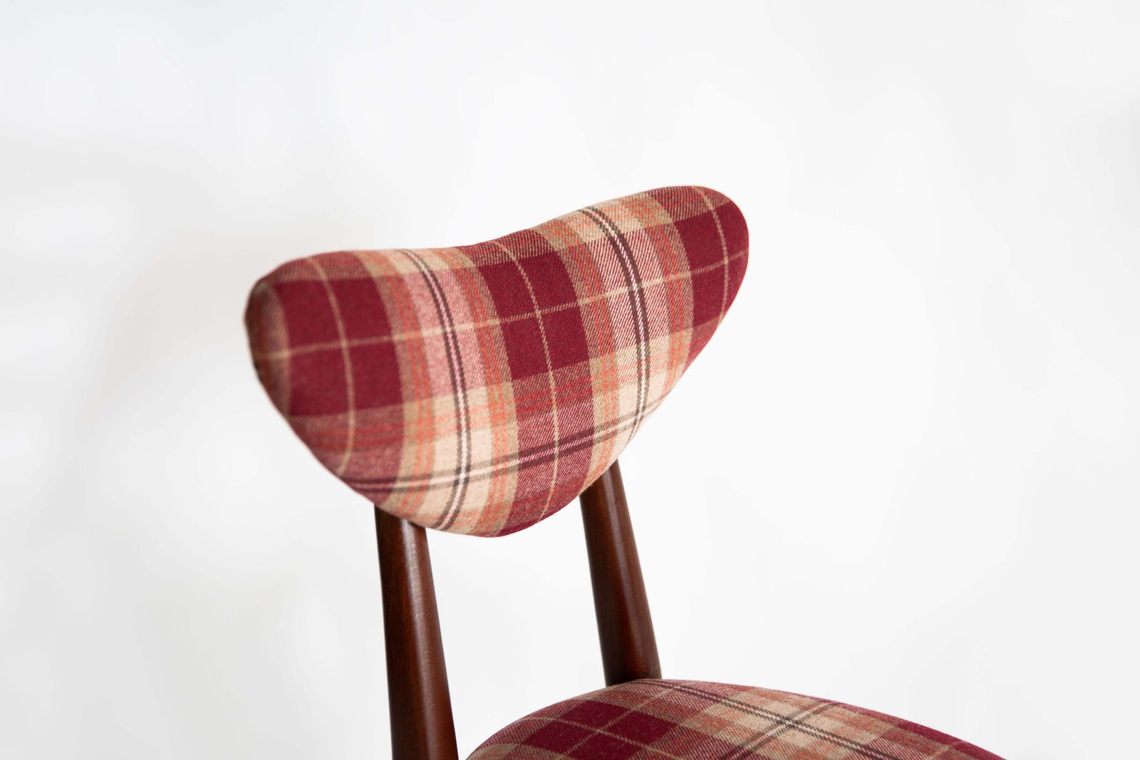 Furniture Mid Century Red Wine Classic Scottish Pattern Heart Chair, Europe, 1960s photo