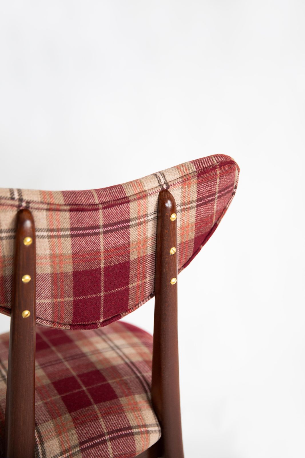 7070.0 Ten Mid Century Red Wine Classic Scottish Pattern Heart Chairs, Europe, 1960s photo