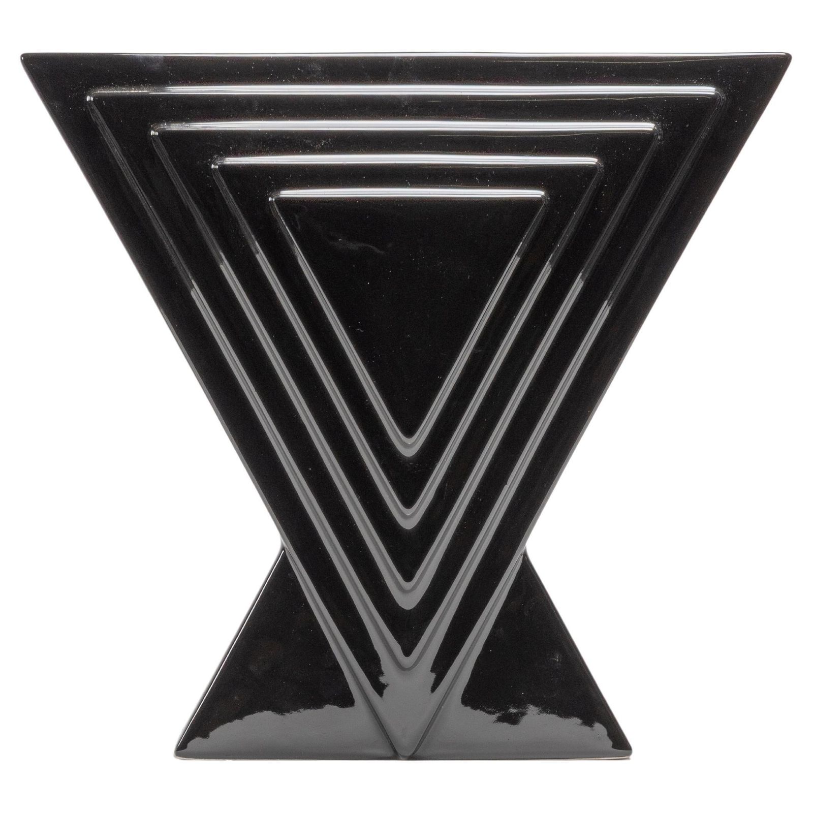 Ettore Sottsass Y29 Vase In Black Enameled Ceramic Yantra Series Poltronova 70s