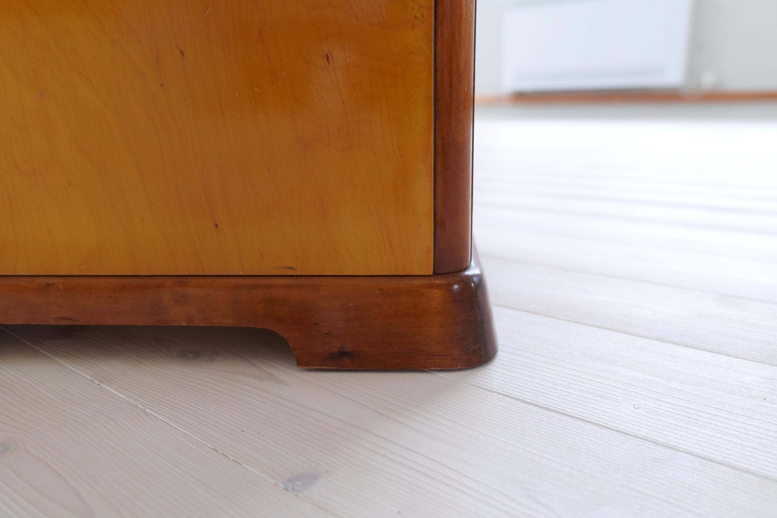 Furniture Swedish Art Deco Stools In Lacquered Birch And Sheepskin/Shearling Seat 1940s photo