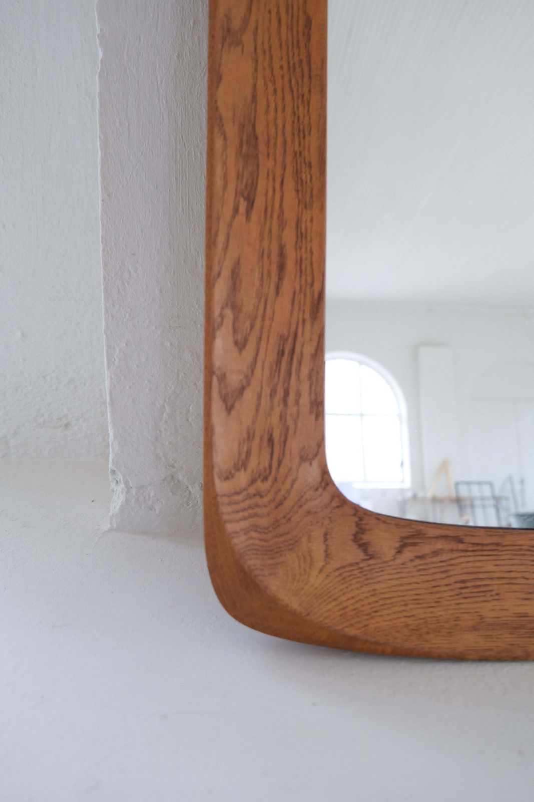 photo buy Midcentury Modern Sculptural Wall Mirror In Stained Oak, Glass, Glas & Trä 1959