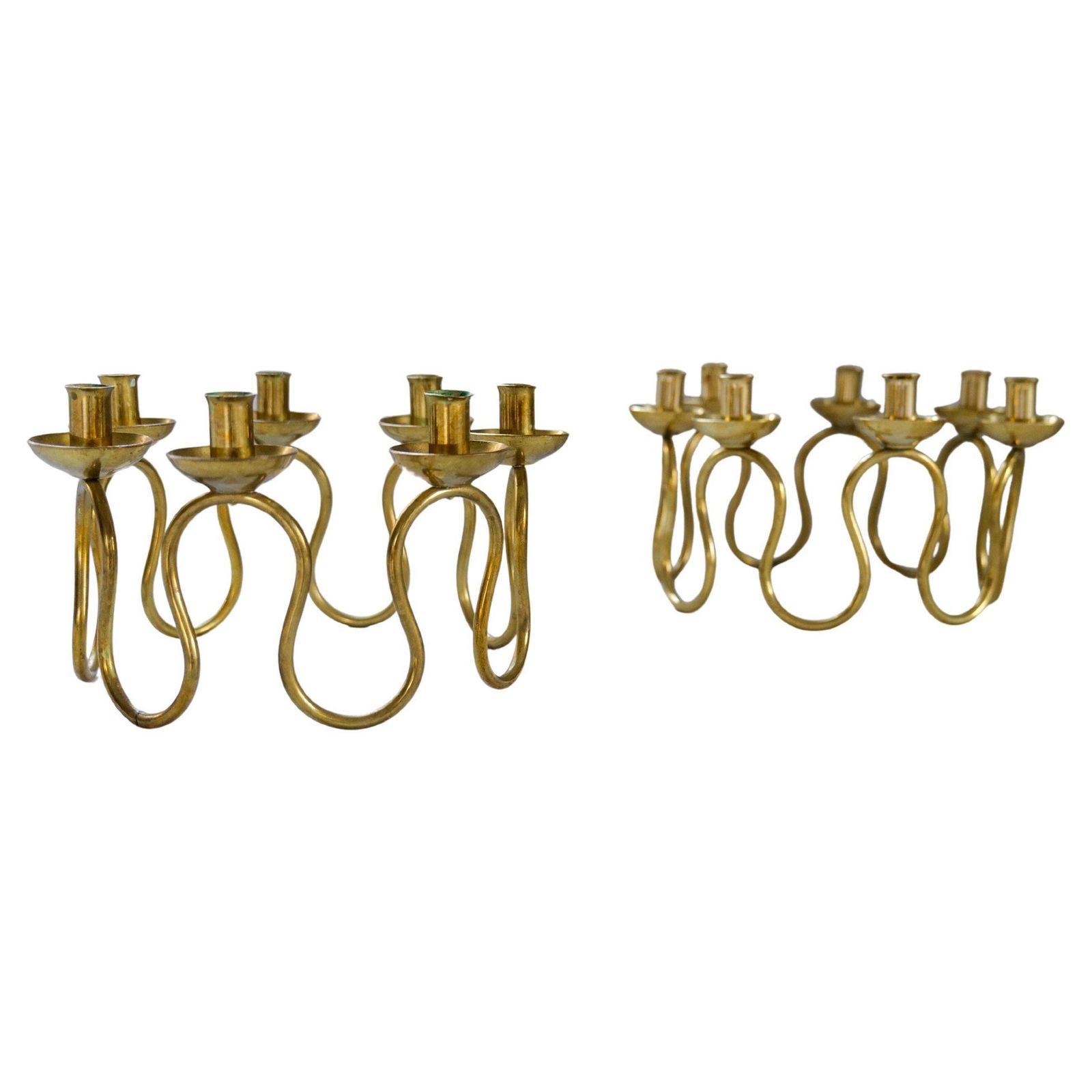 Art Deco Candlesticks In Brass By Lars Holmström In Arvika, Sweden