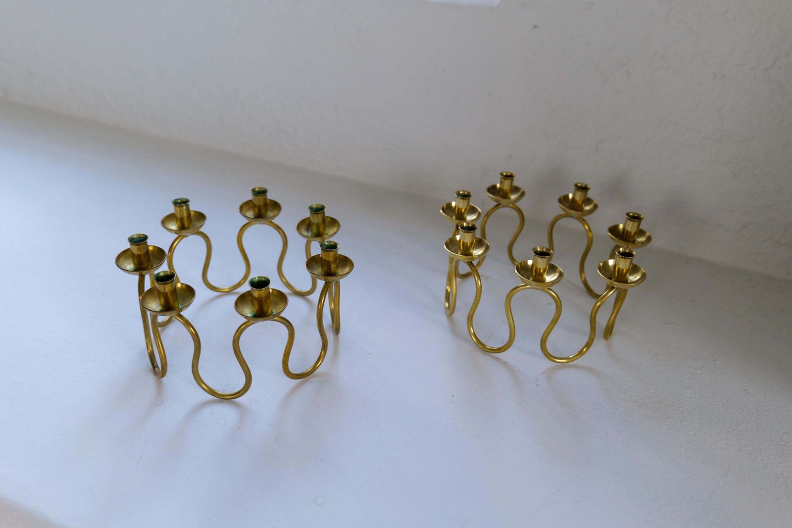 Art Deco Candlesticks In Brass By Lars Holmström In Arvika, Sweden photo vintage
