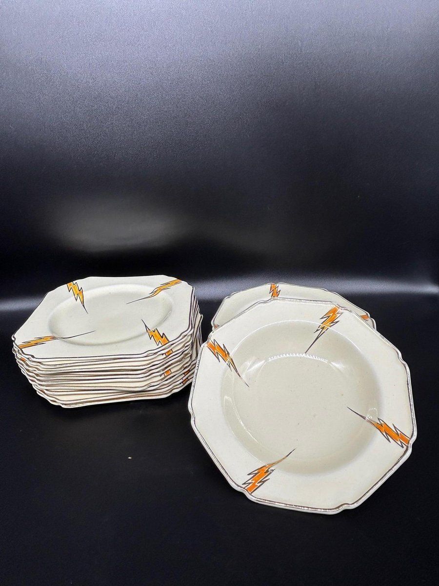 Art Deco Plates By Hugh Longport For Konny Kraft, 1920s, Set Of 12