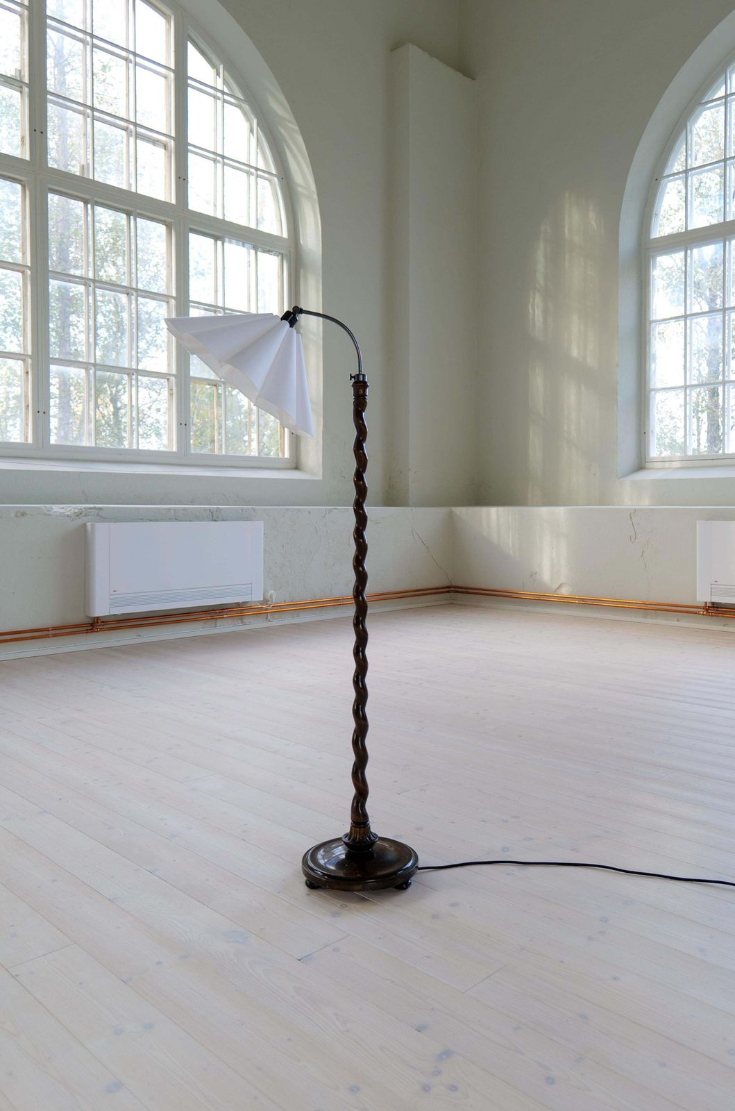 Art Deco Organic Swirl Floor Lamp In Stained Birch Sweden, 1940s photo buy