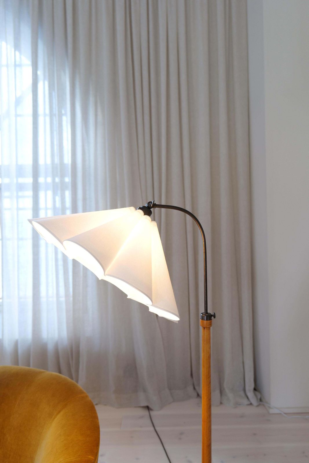 Art Deco Organic Floor Lamp In Stained Birch Sweden, 1930s photo Lighting