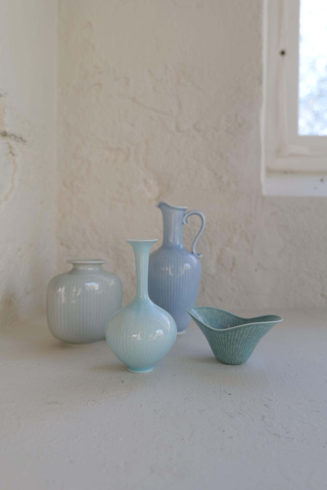 Midcentury Modern Set Of 4 Ceramic Vases Rörstrand Gunnar Nylund, Sweden, 1950s photo buy