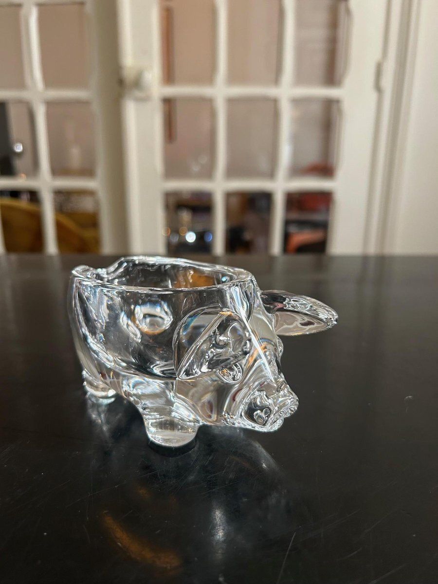Crystal Pig Vide Poche From Cristallerie De Vannes, 1970s photo Home Decor