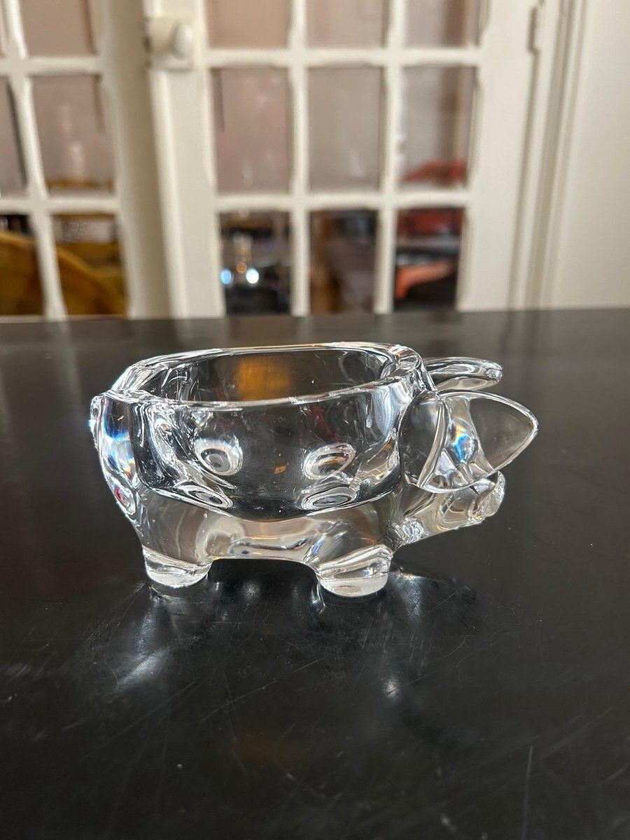 Crystal Pig Vide Poche From Cristallerie De Vannes, 1970s photo 111.0
