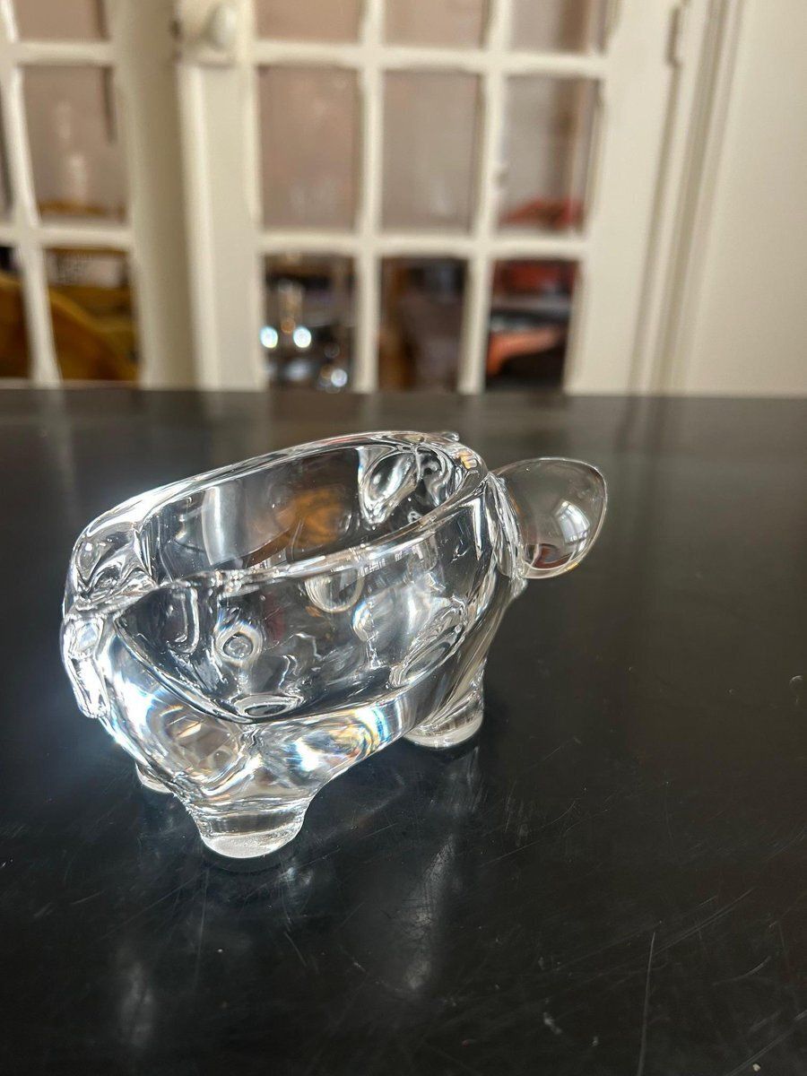 Crystal Pig Vide Poche From Cristallerie De Vannes, 1970s photo vinterior