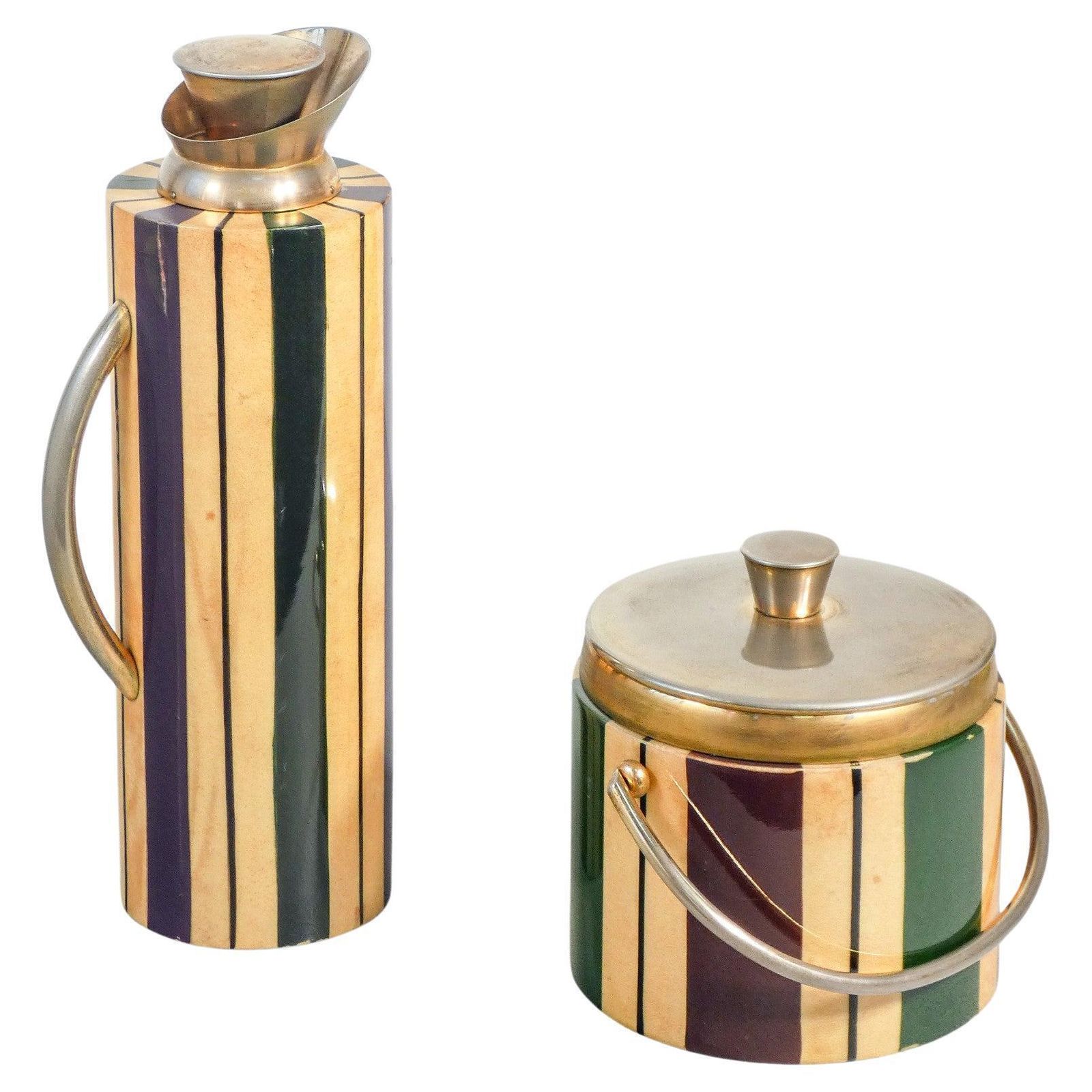 Caraffa Termica E Secchiello Porta Ghiaccio, Design Aldo Tura. Italia, Anni 40