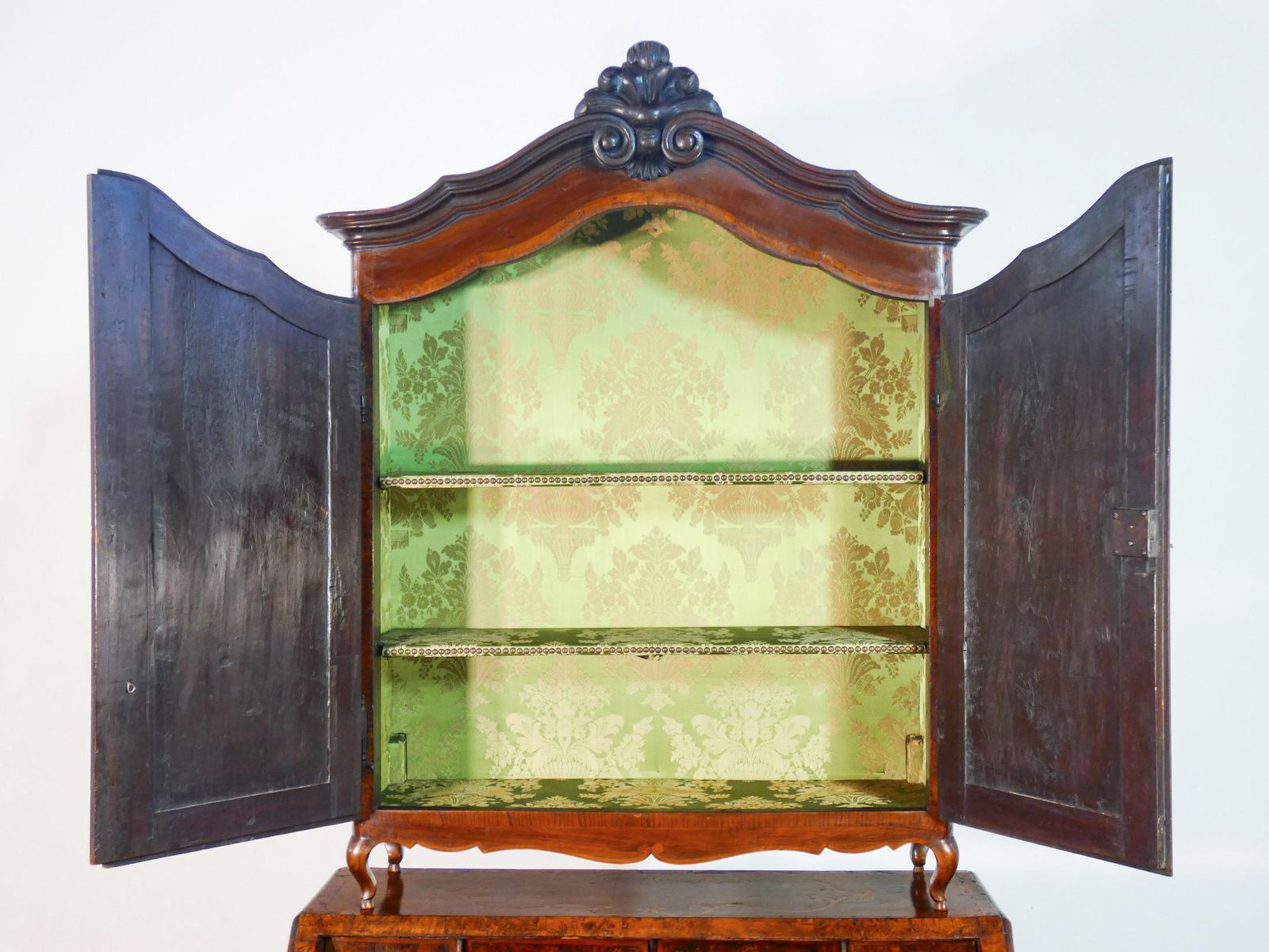Trumeau Secretaire Piemontese Luigi XV, In Legno Intarsiato. XVIII Secolo photo vinterior