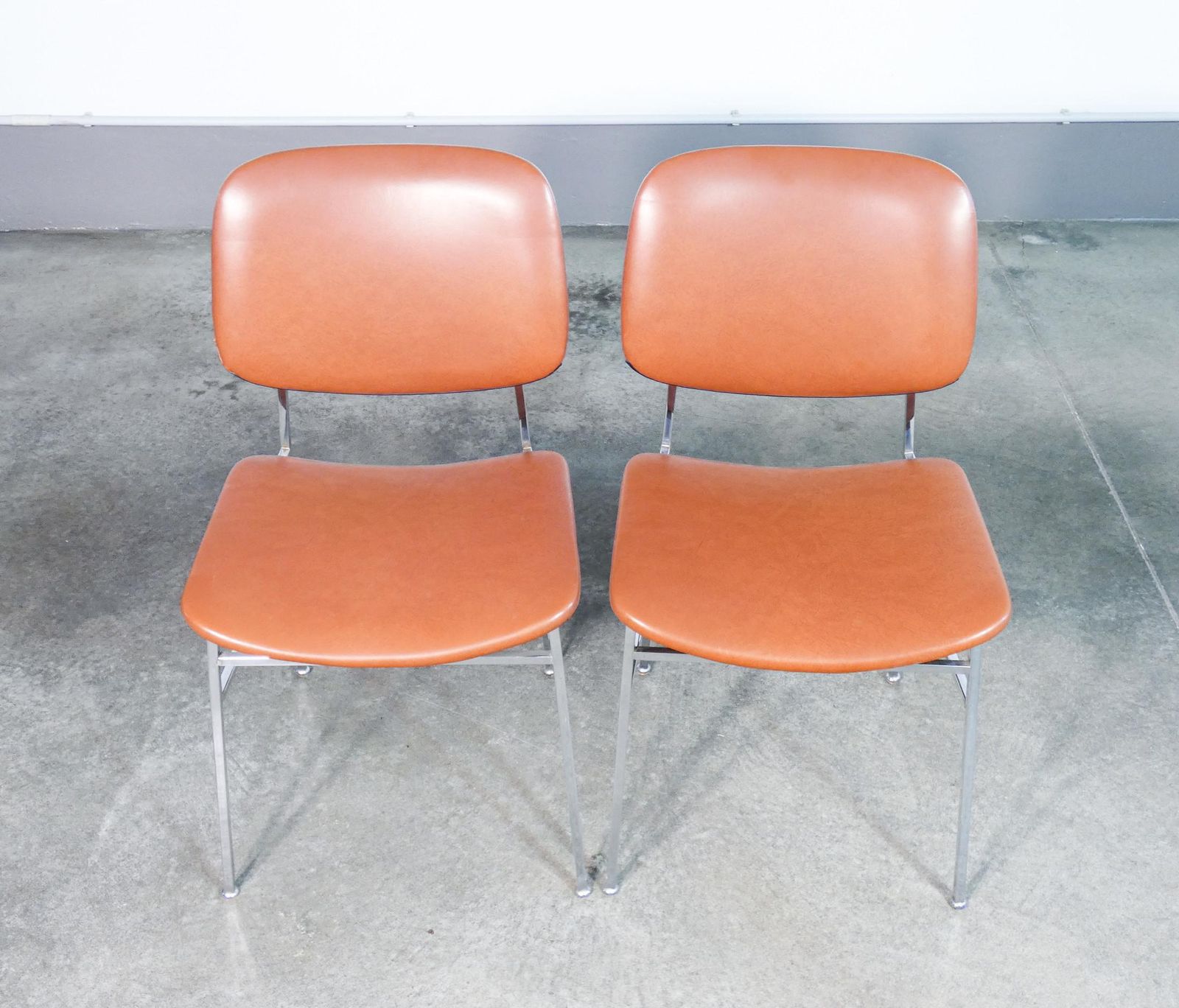 Set Of Six Italian Design Chairs From The 1960s, Made Of Chrome Metal And Skai photo Furniture
