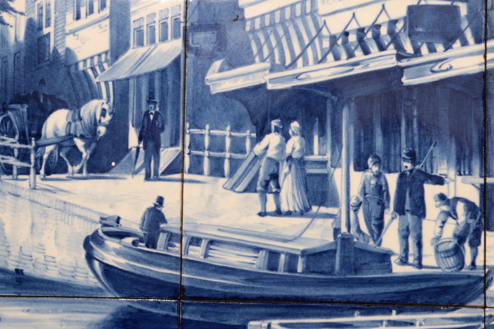 photo for sale Dutch Delft Por Fles Large Tile Tablaeu De Waag By Cornelis Springer 1898