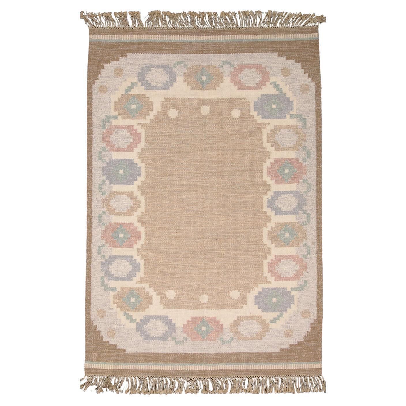 Scandinavian Rug Rollakan Signed Earthy Tones