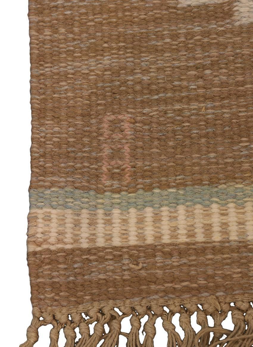 Scandinavian Rug Rollakan Signed Earthy Tones photo for sale