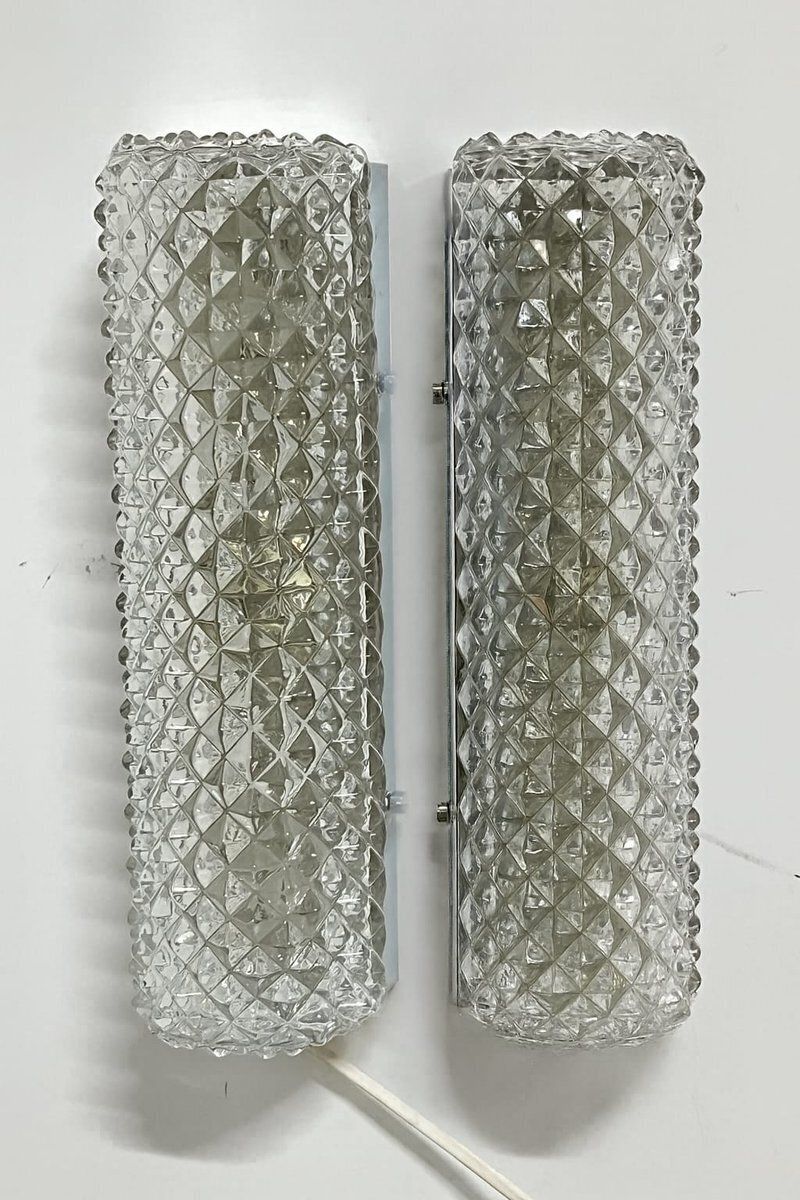 Vintage Wall Lamps From Glashütte Limburg, Germany, 1970s, Set Of 2