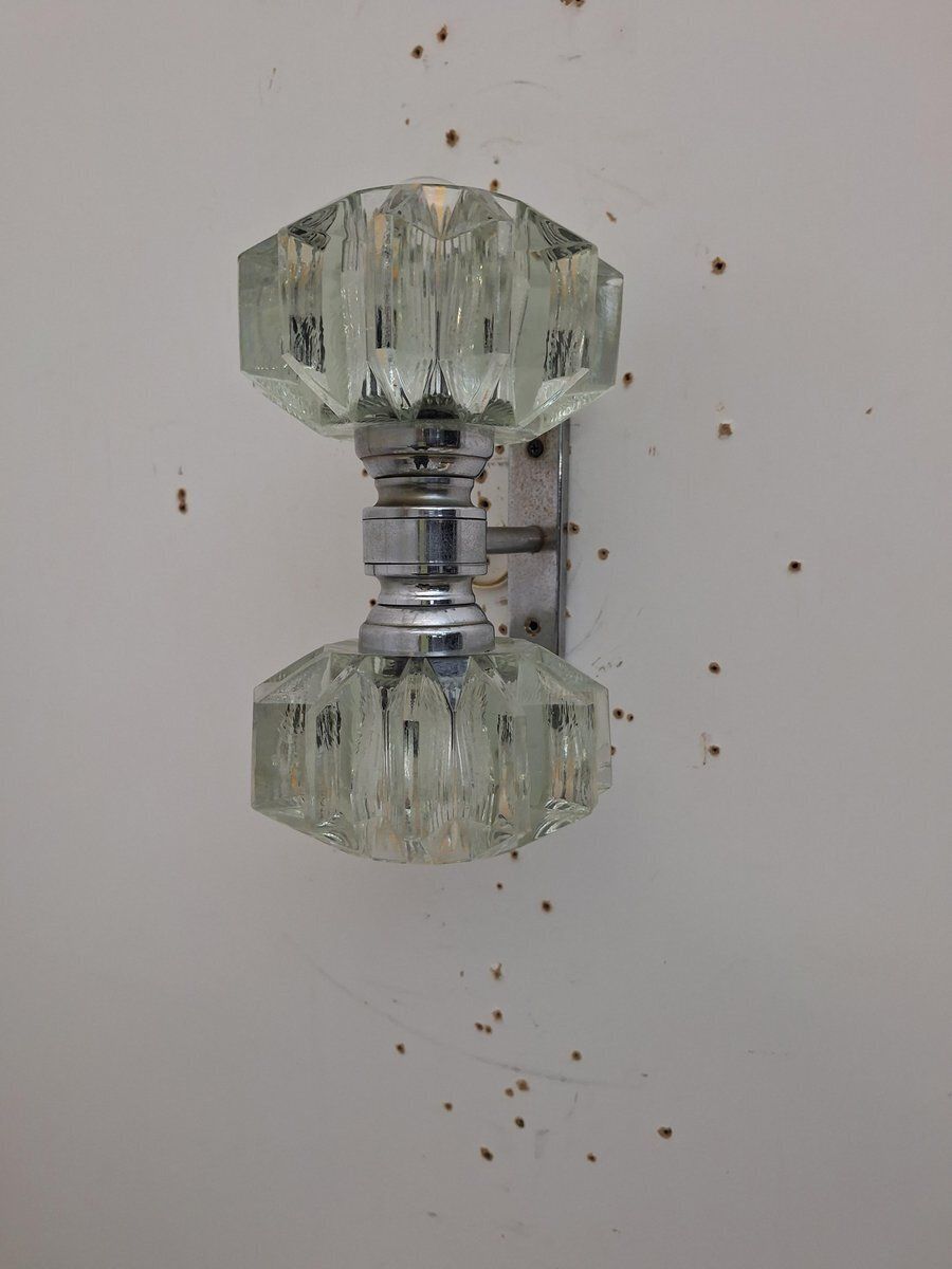 Murano Glass And Brass N.2 Wall Lamps, Italy, 1930s, Set Of 2 photo Lighting