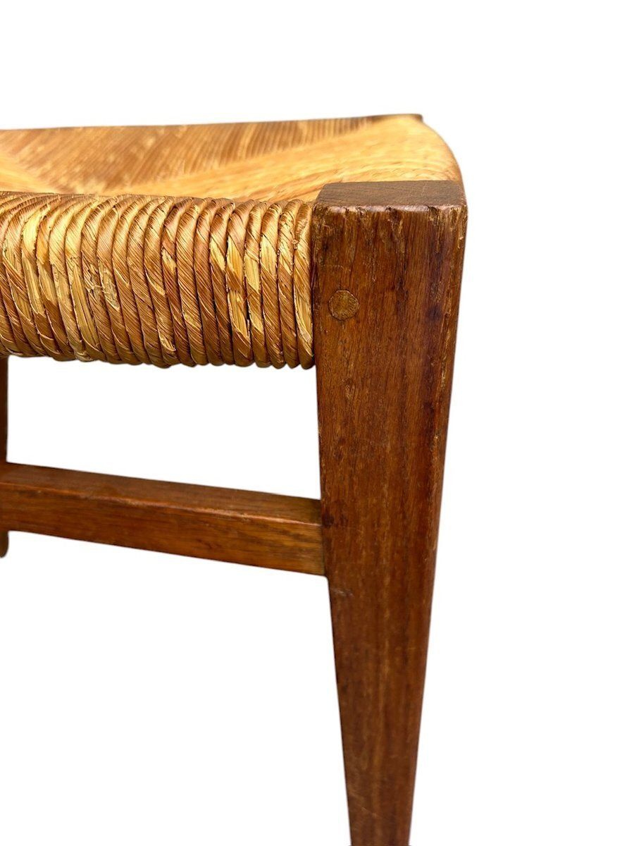 Furniture Set Of Straw Chairs By Marcel Gascoin, 1950s photo