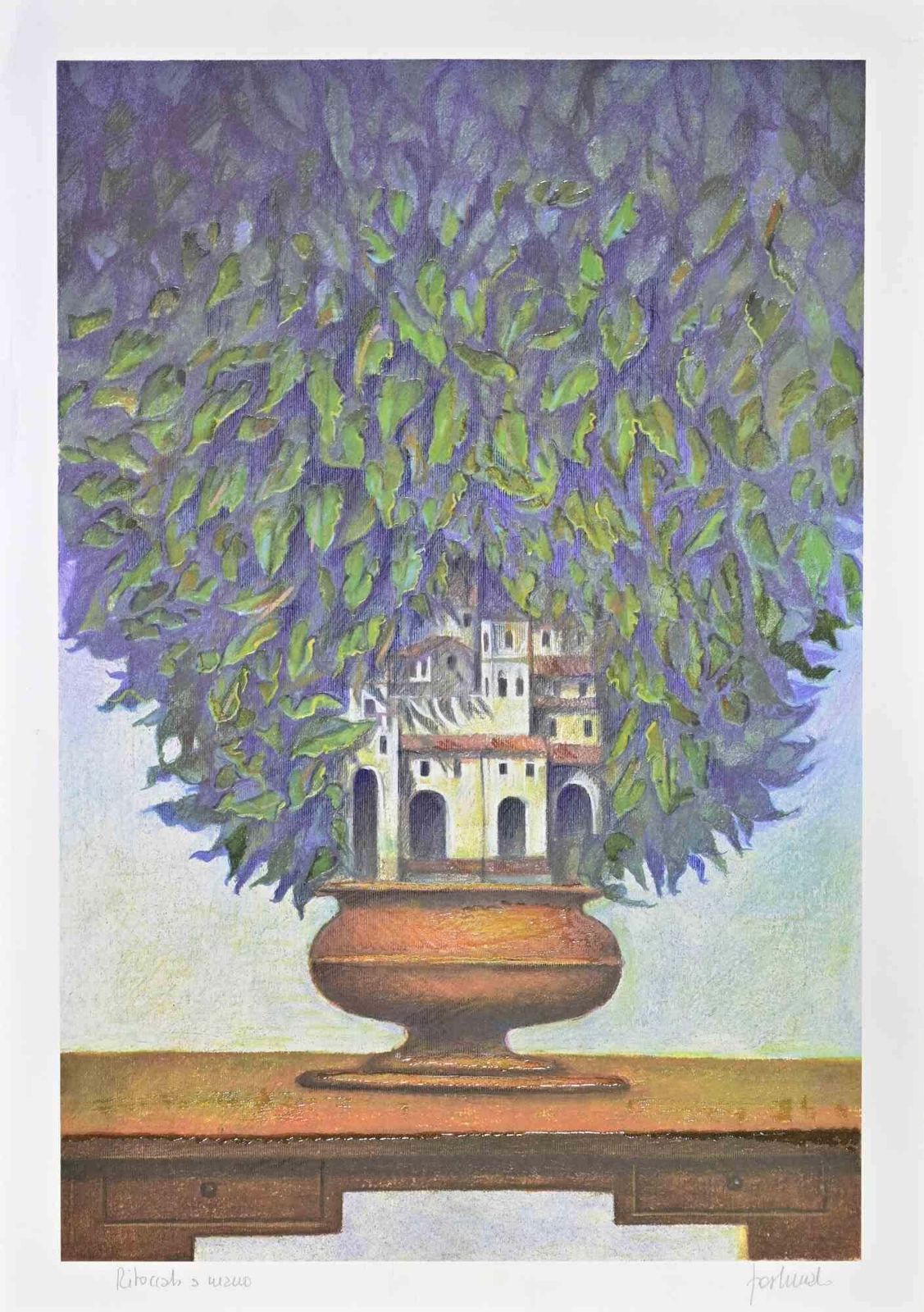 Franco Fortunatothe Garden City   Lithograph By Franco Fortunato   1990s1990s
