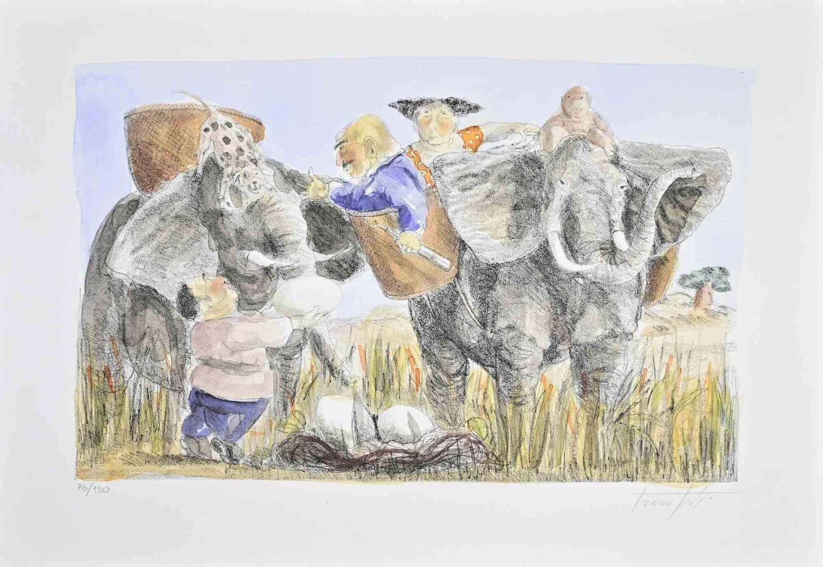 Pino Procopiothe Safari   Lithograph By Pino Procopio   1990s1990s