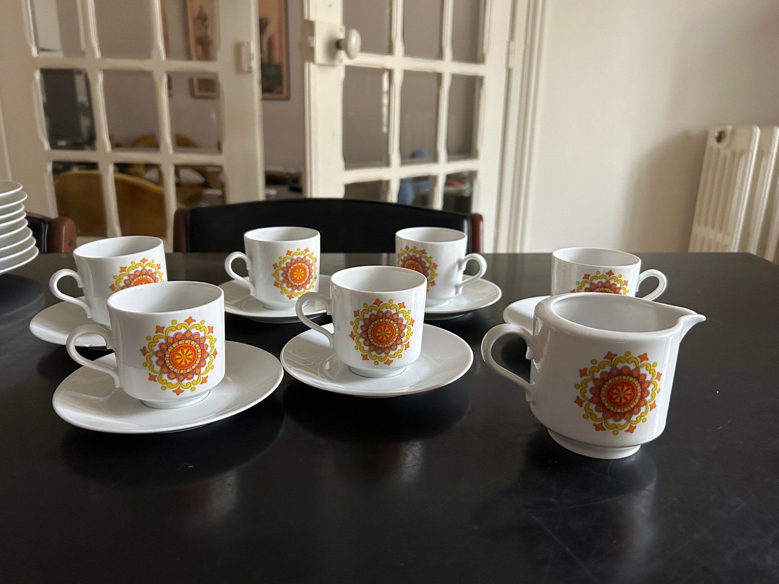 Porcelain Cups With Milk Jug From Winterling, 1970, Set Of 7 photo for sale