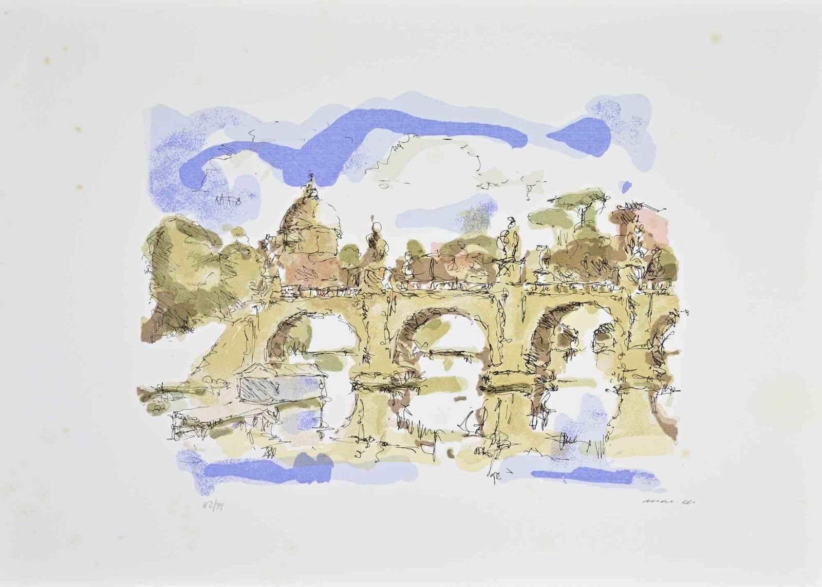 Franco Marzilliview Of Saint Peter (Rome)   Etching By Franco Marzilli   1980s1980s