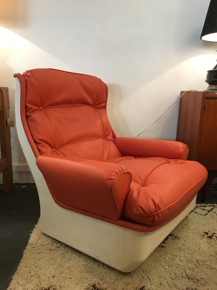 Orange Lounge Chair By Michel Cadestin For Airborne, 1960s photo Furniture