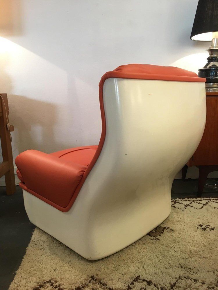 Orange Lounge Chair By Michel Cadestin For Airborne, 1960s photo vinterior