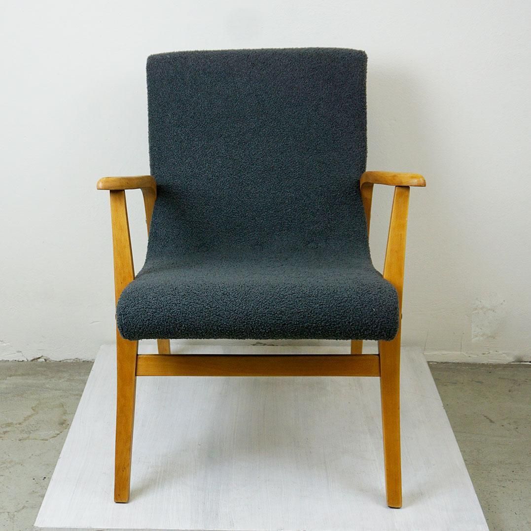 Grey Bouclé Beechwood Café Ritter Lounge Chair By Roland Rainer Vienna photo furniture