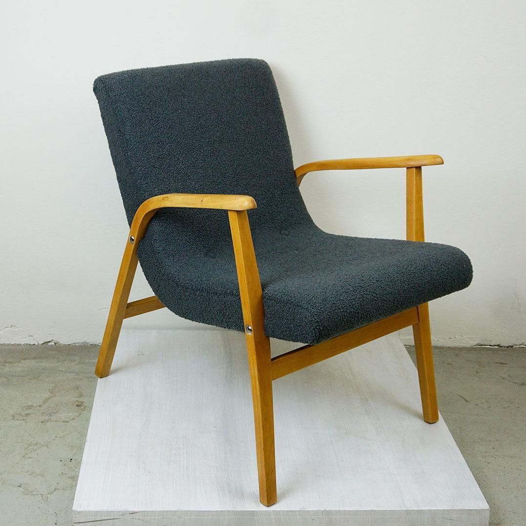 Grey Bouclé Beechwood Café Ritter Lounge Chair By Roland Rainer Vienna photo 1502.0