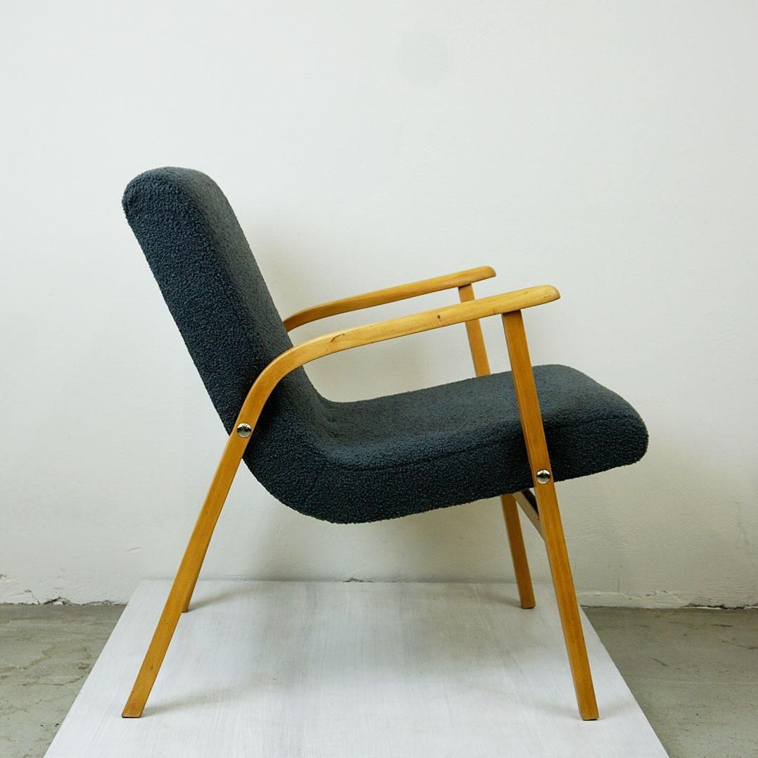 Grey Bouclé Beechwood Café Ritter Lounge Chair By Roland Rainer Vienna photo buy