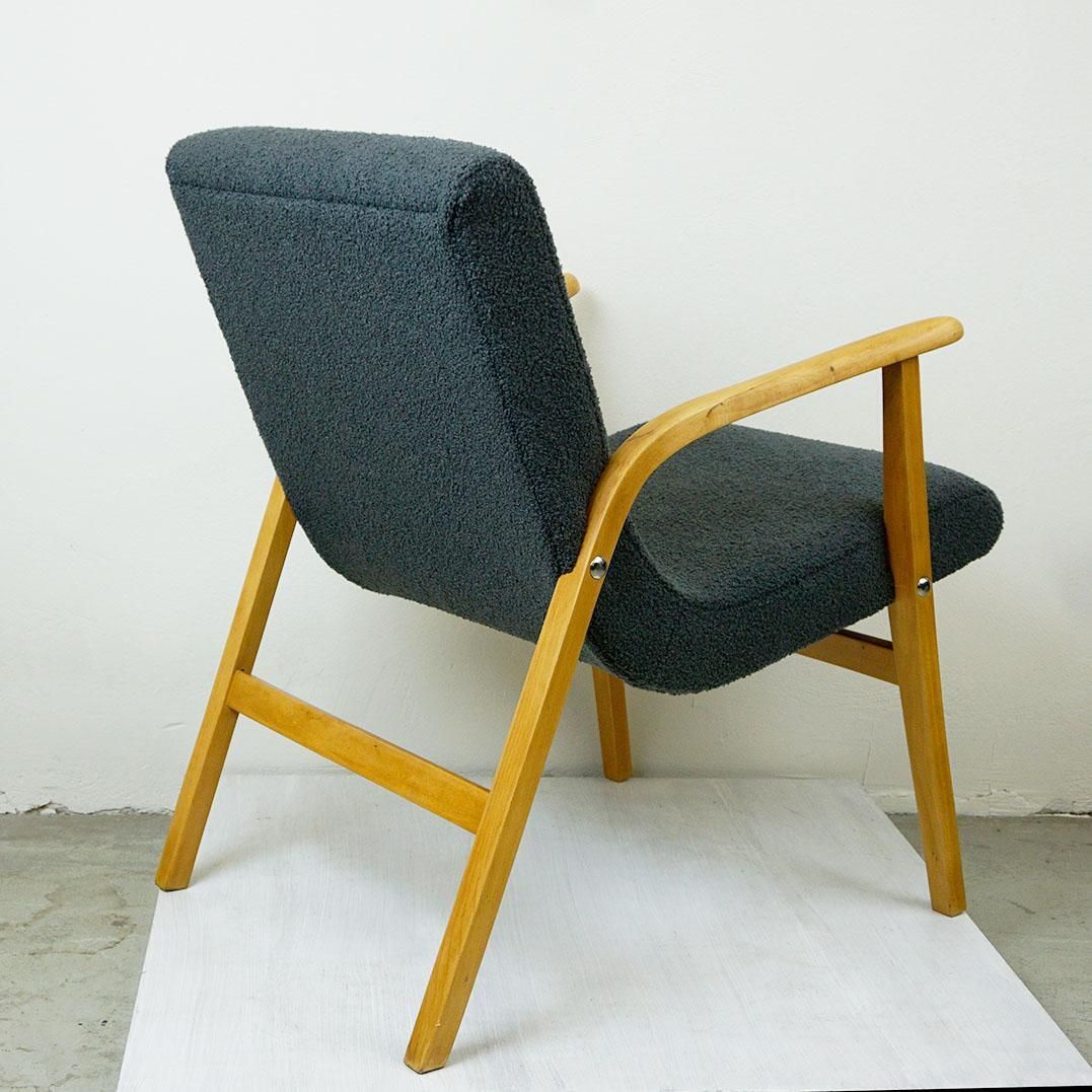 photo furniture Grey Bouclé Beechwood Café Ritter Lounge Chair By Roland Rainer Vienna