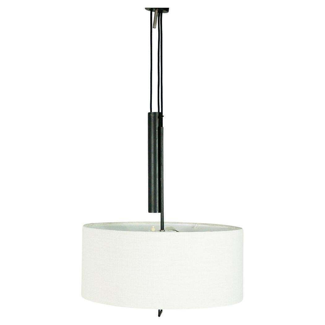 Austrian Midcentury  Black Metal Counterweight  Pendant Lamp By J.T. Kalmar