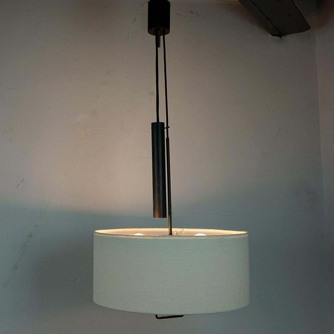 photo furniture Austrian Midcentury  Black Metal Counterweight  Pendant Lamp By J.T. Kalmar