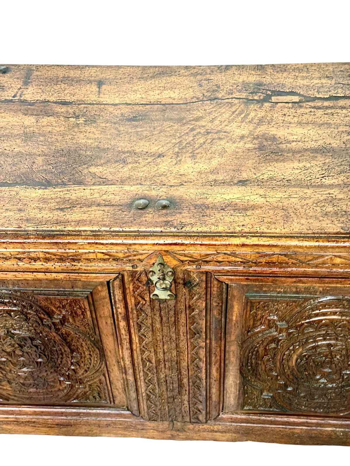 photo furniture Spanish Renaissance Carved Oak Coffer, Circa 1600