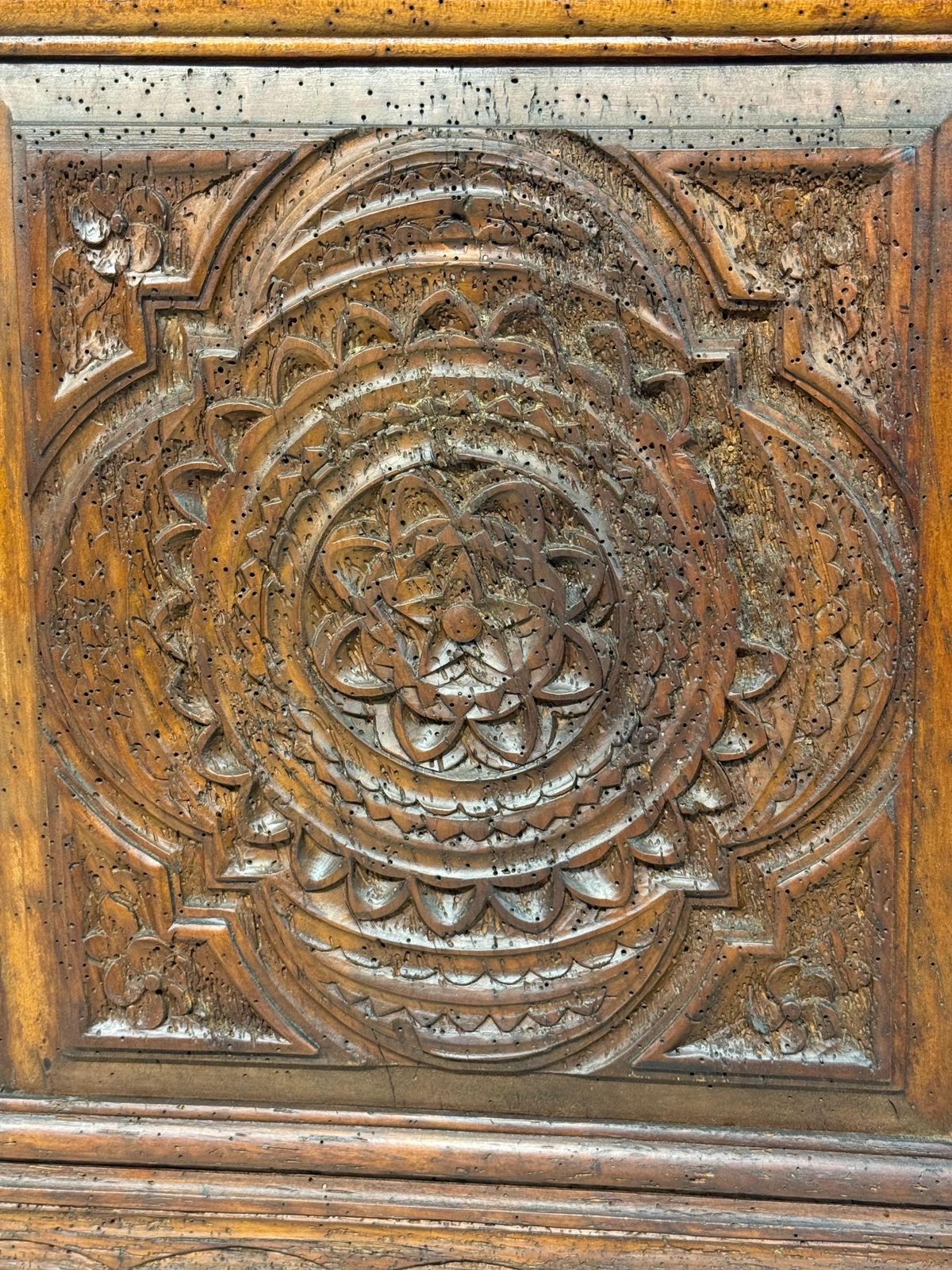 photo for sale Spanish Renaissance Carved Oak Coffer, Circa 1600
