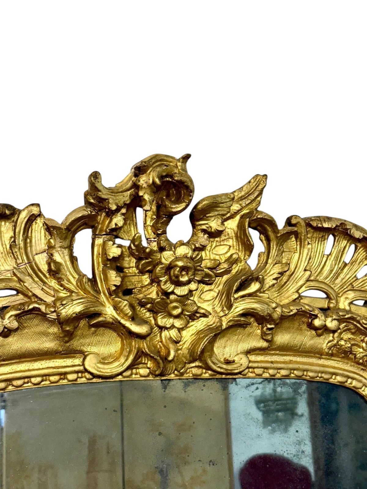 Home Decor 18th Century French Louis XV Giltwood Mirror With Original Mercury Glass photo
