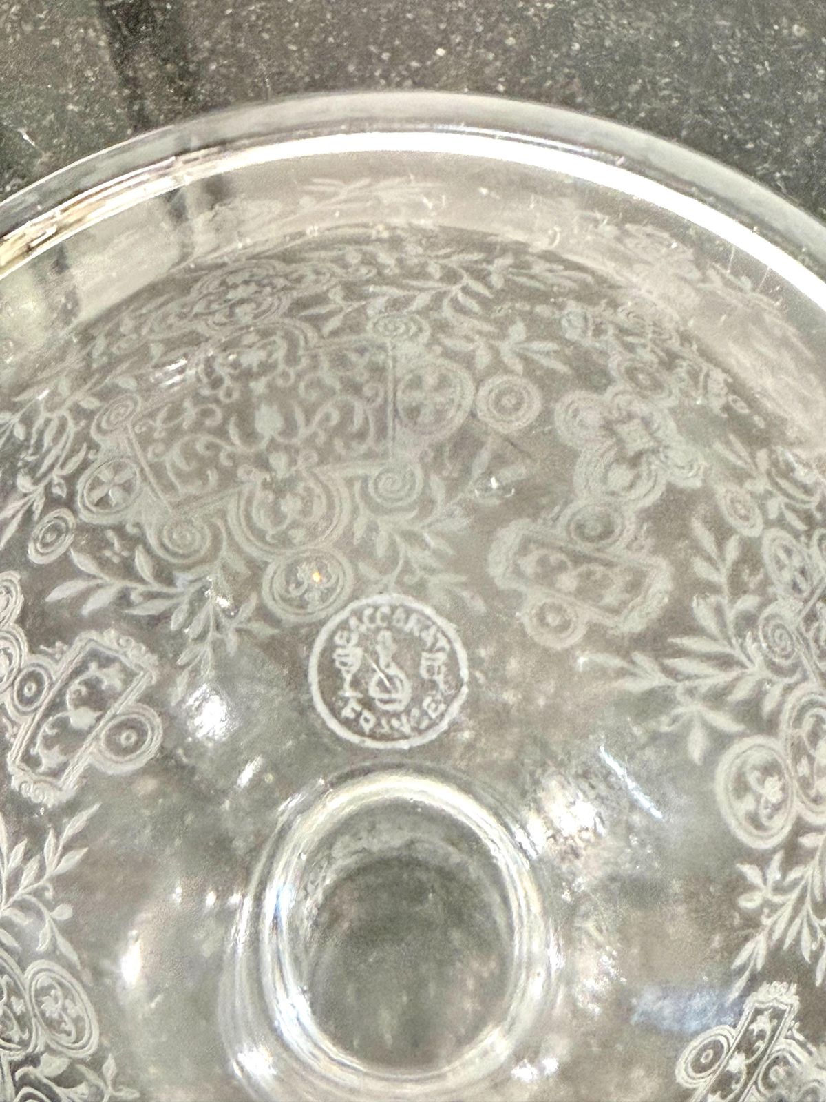 Pair Of Baccarat Rohan Engraved Crystal Decanters With Mushroom Stoppers photo 964.0