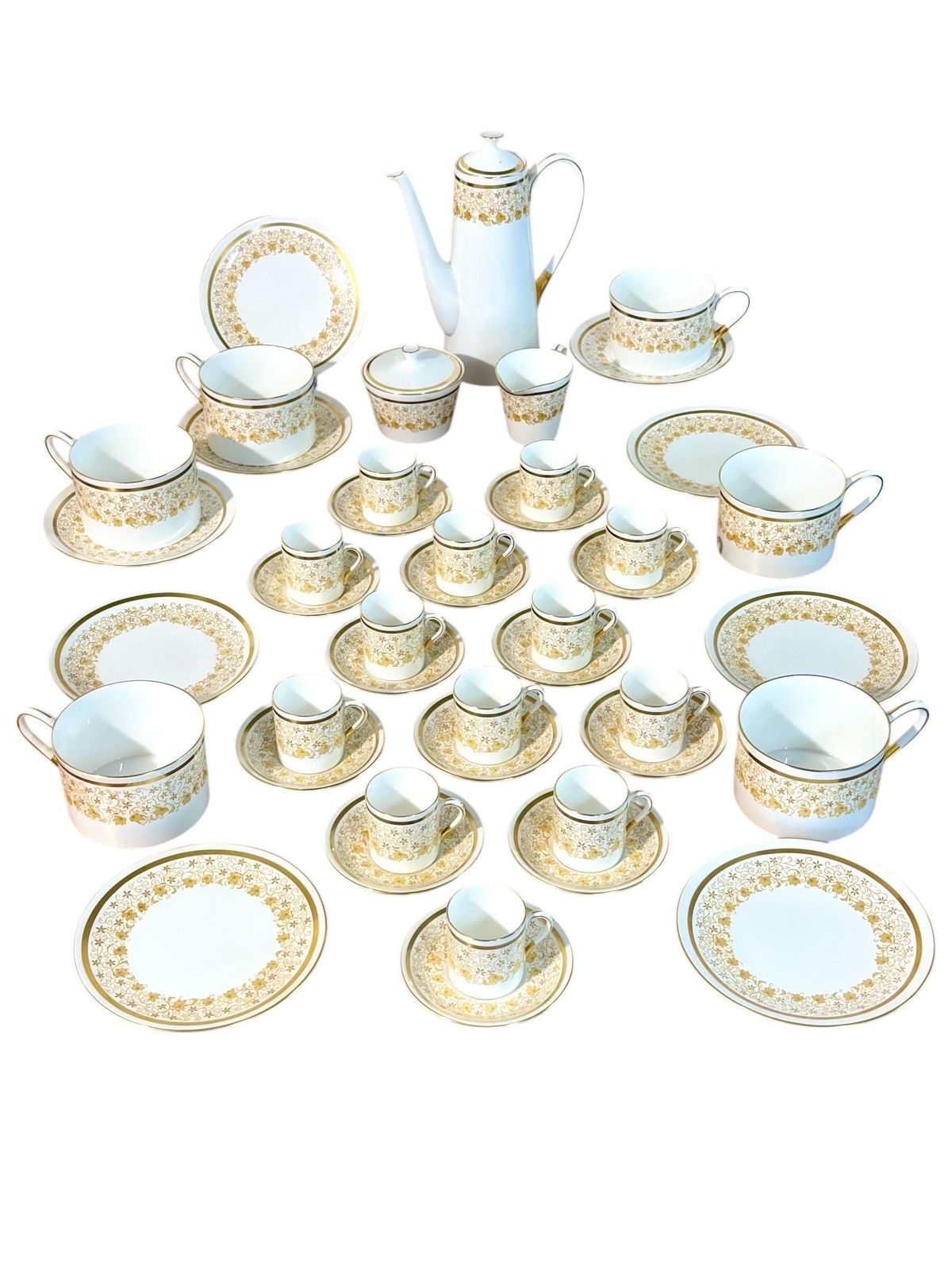 photo furniture 44 Piece Royal Tuscan Gold And White Bone China Coffee & Tea Service