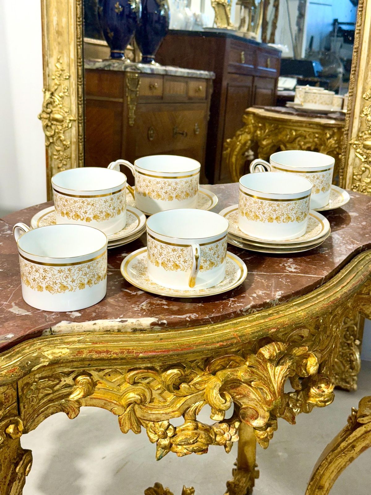 1149.0 44 Piece Royal Tuscan Gold And White Bone China Coffee & Tea Service photo