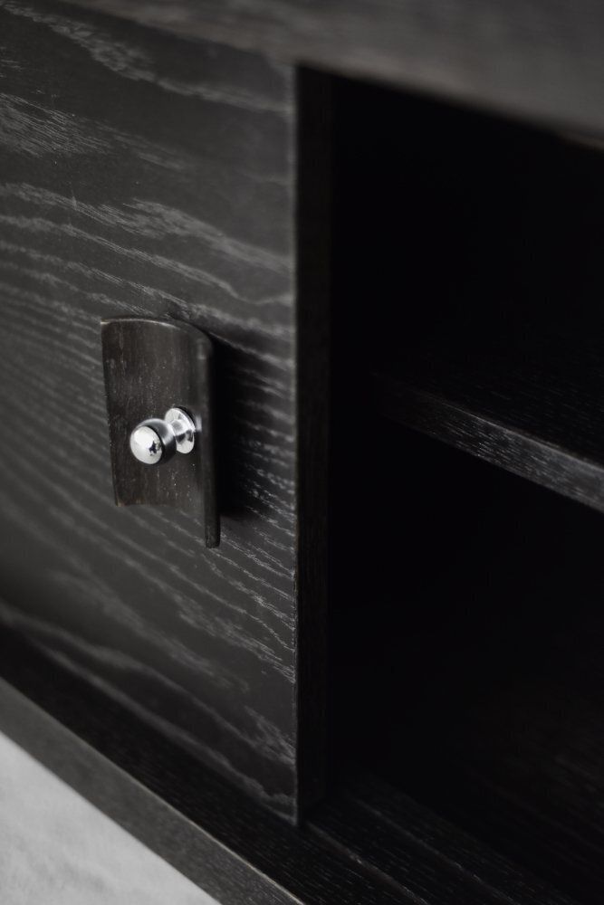 Mid Century Modern Scandinavian Dark Oak Sideboard With Wooden & Metal Handles, 1960s photo buy