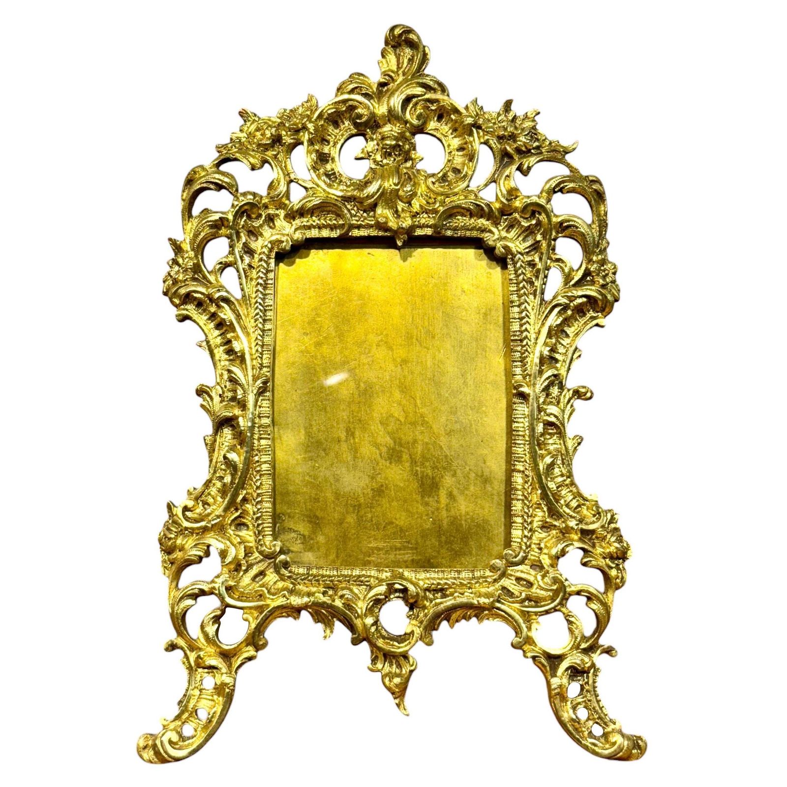 19th Century French Rococo Gilt Bronze Tabletop Frame