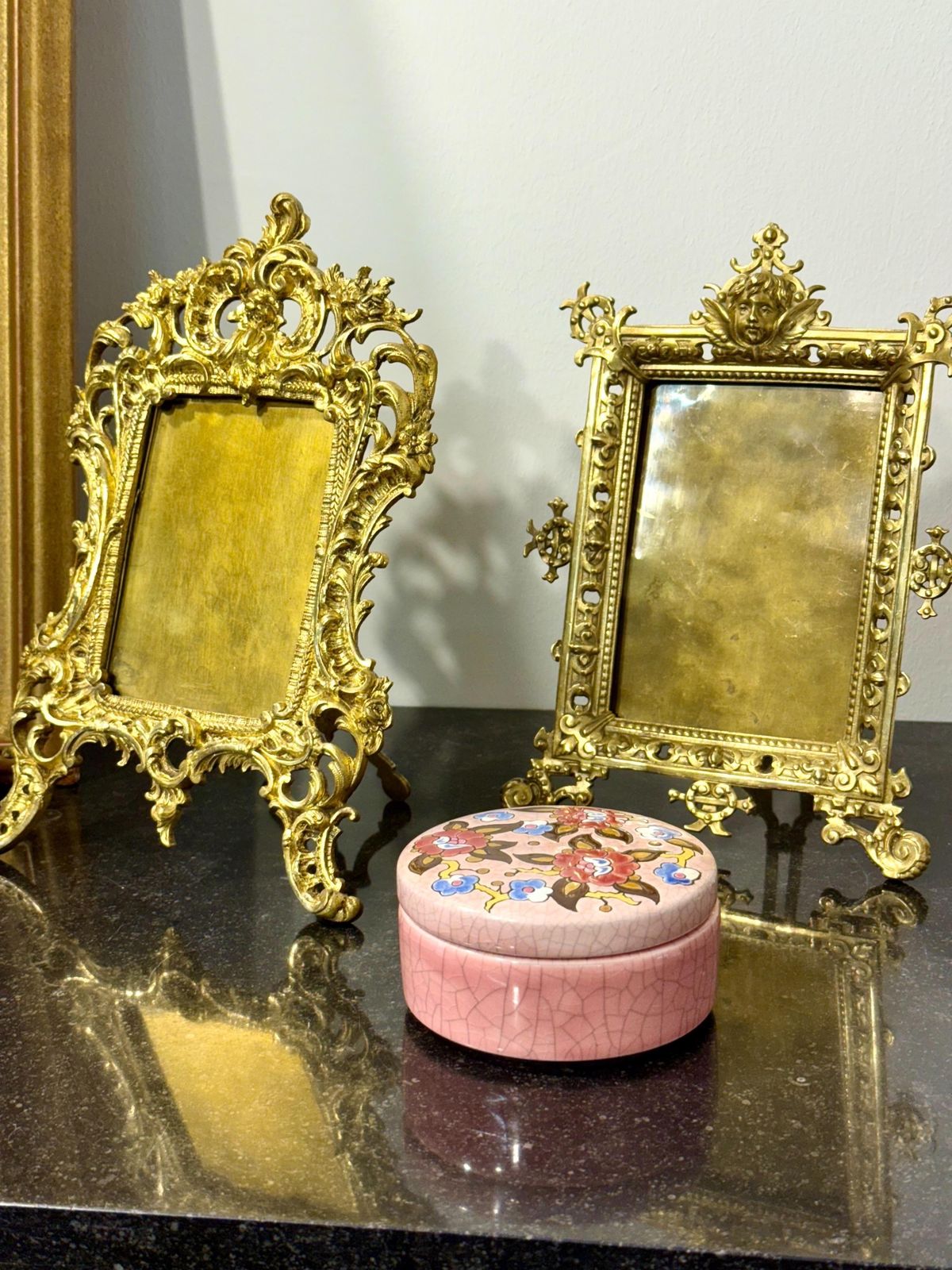 19th Century French Rococo Gilt Bronze Tabletop Frame photo Home Decor