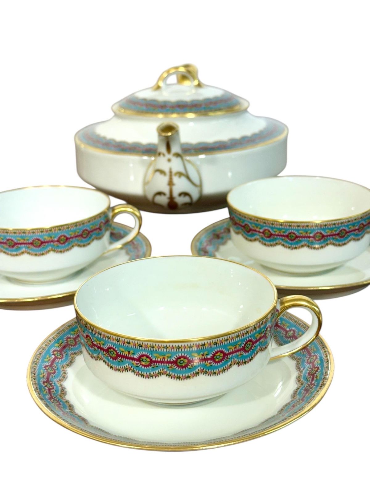 Haviland Limoges Tea Set With 24k Gold & Orientalist Frieze, C.1900 photo vinterior