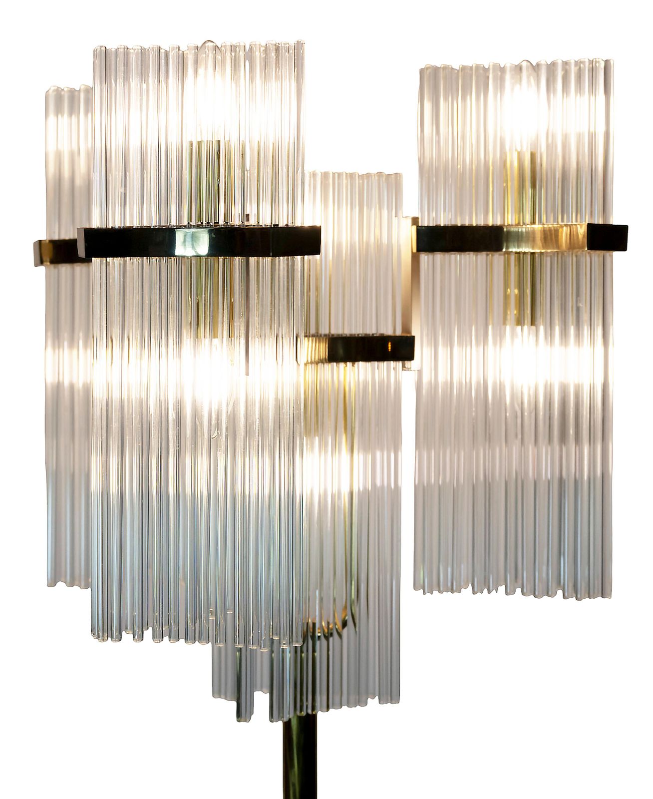 Pair Of Italian Brass And Glass Floor Lamps By Gaetano Sciolari, 1970's photo 4861.0