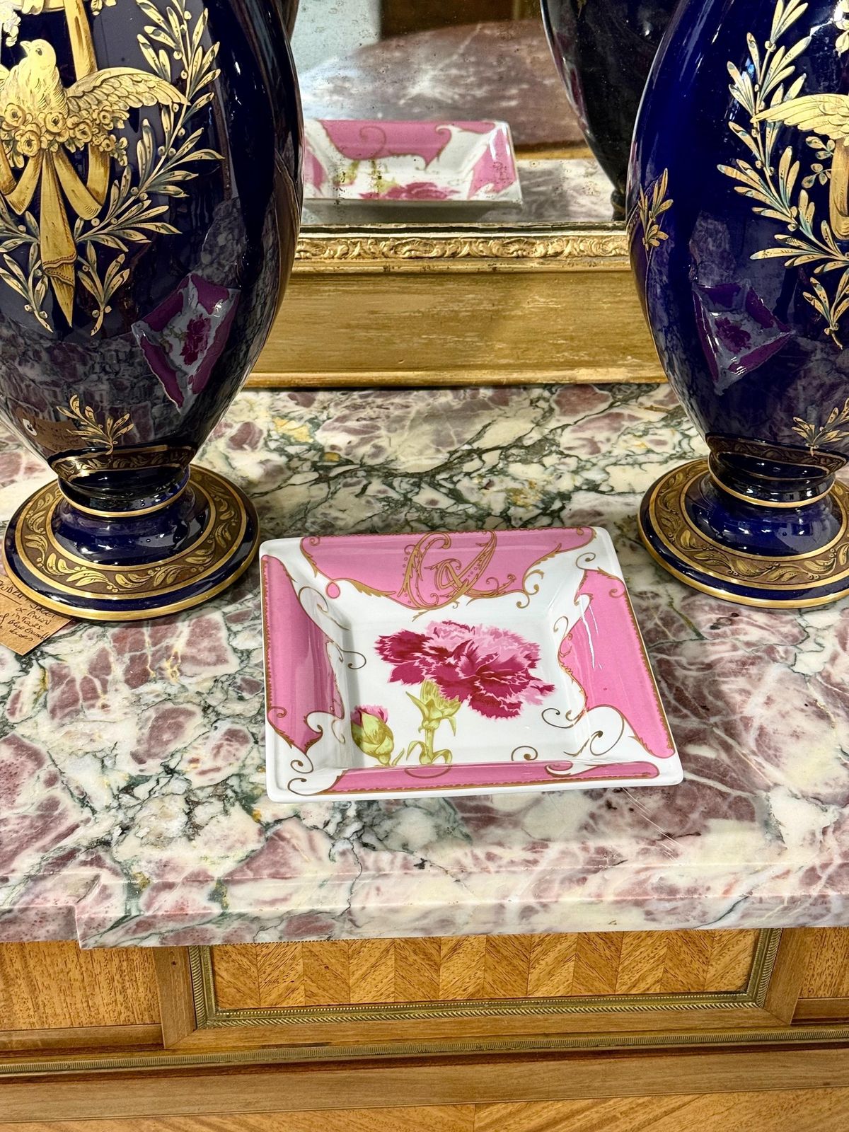 328.0 Pink And Gold Porcelain Trinket Dish By Christian Lacroix photo