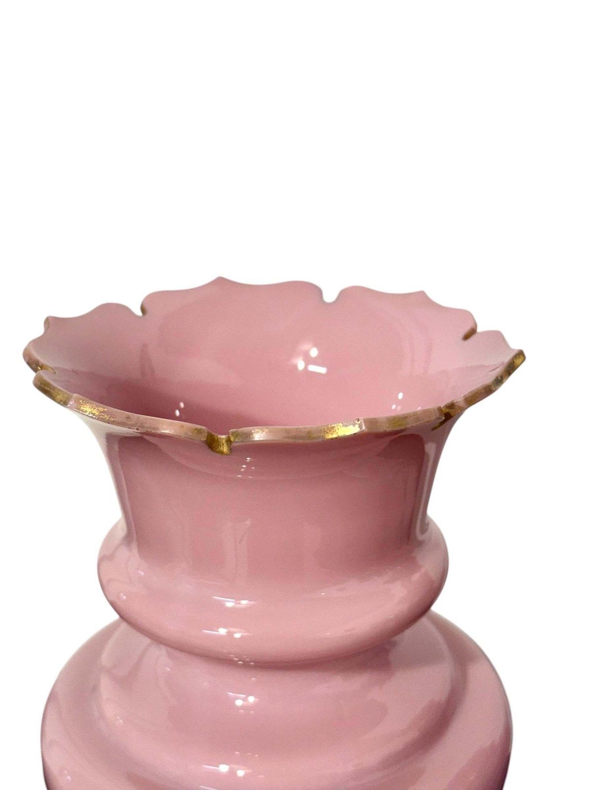 Pair Of 19th Century Pink Opaline Glass Vases With Gilt Décor photo furniture
