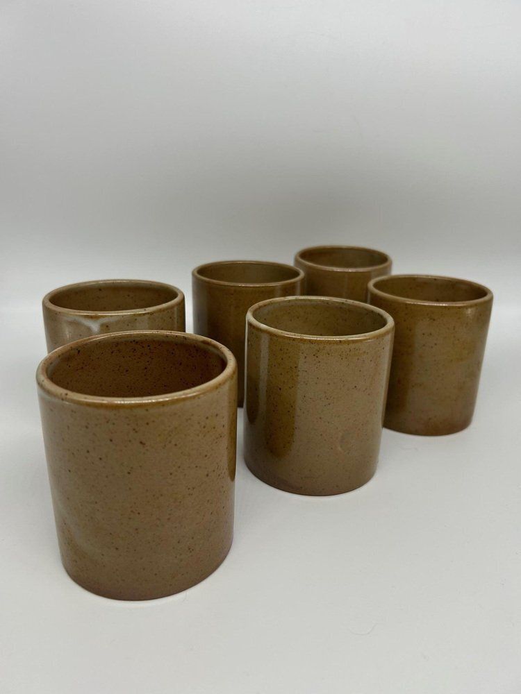 Stoneware Cups And Sugar Bowl, 1970s, Set Of 7 photo for sale