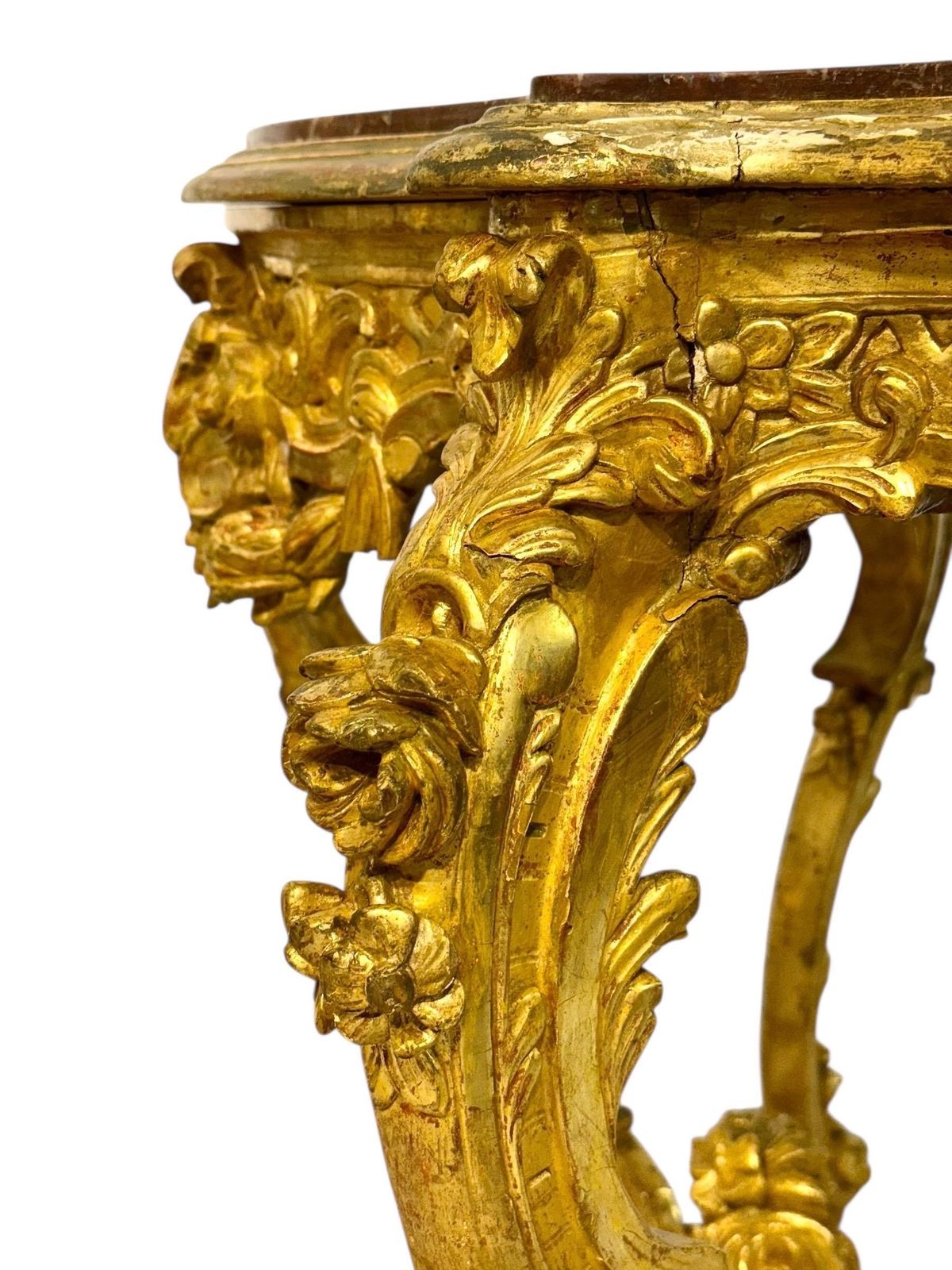photo buy Louis XV Style Giltwood Center Table With Breccia Marble Top, 19th Century